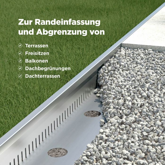 terragrav Kiesfangleiste Edelstahl V2A in Profi-Qualität | blizz-z ⚡